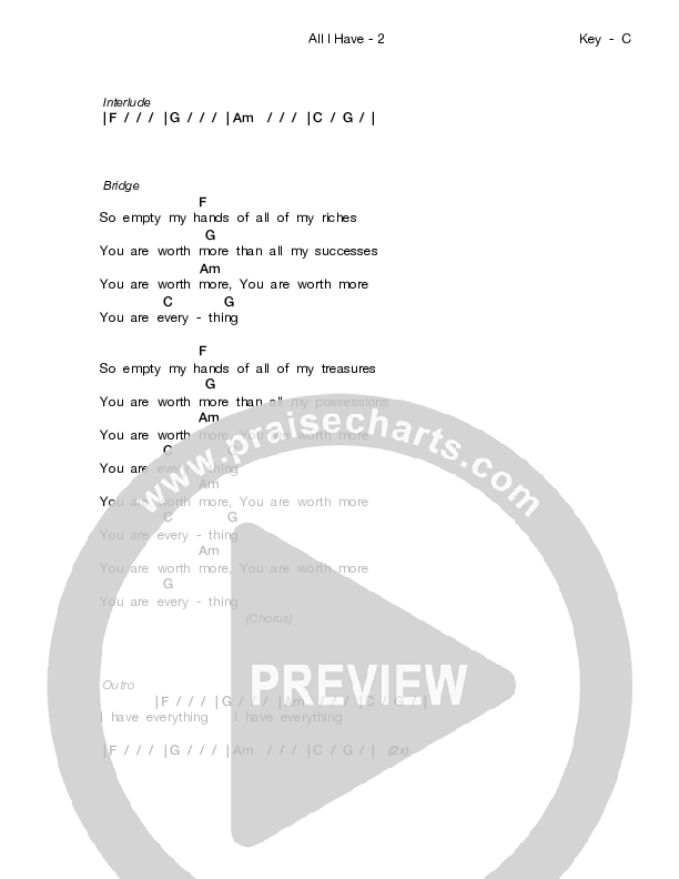 All I Have Chords & Lyrics (Stars Go Dim)