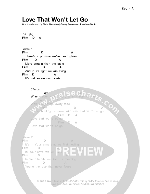 Love That Won't Let Go Chords & Lyrics (Stars Go Dim)