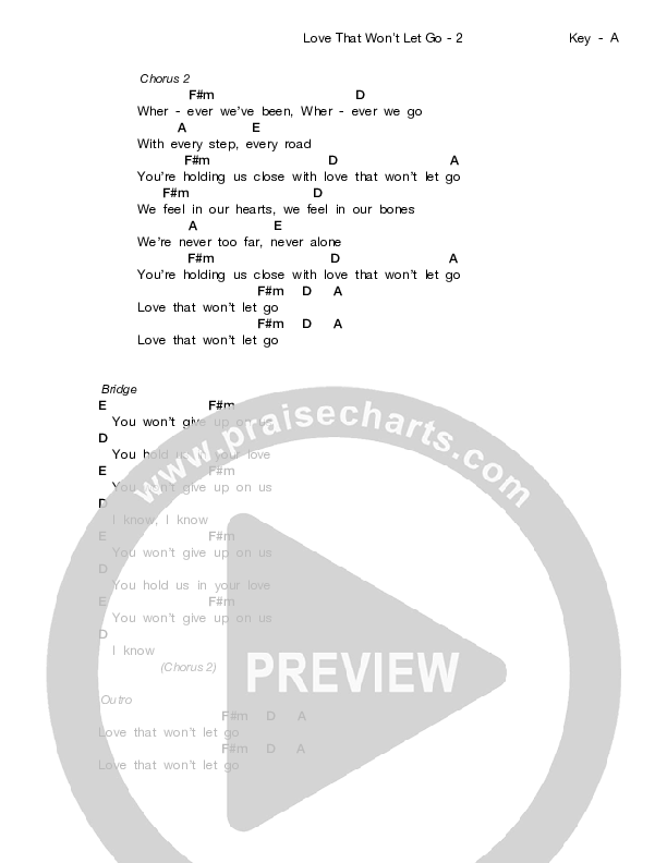 Love That Won't Let Go Chords & Lyrics (Stars Go Dim)