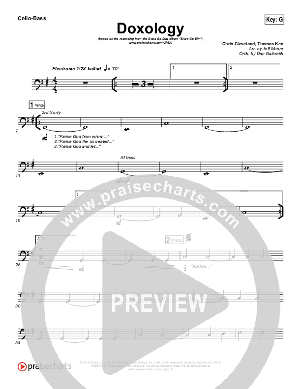 Doxology Cello/Bass (Stars Go Dim)