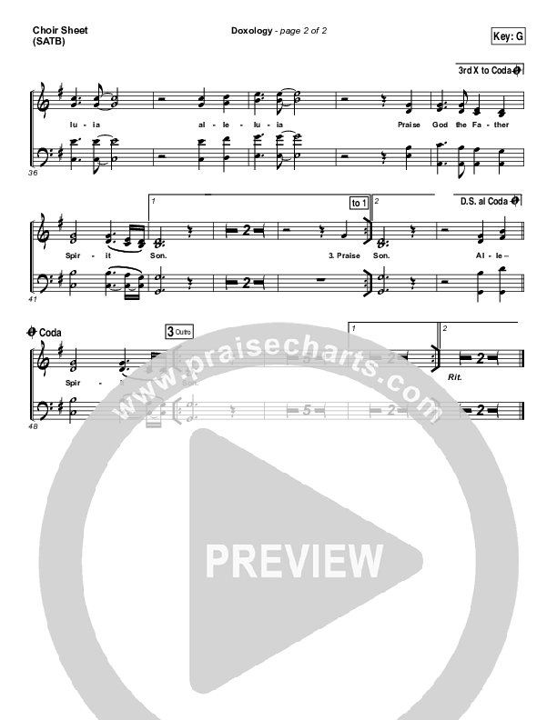 Doxology Choir Sheet (SATB) (Stars Go Dim)