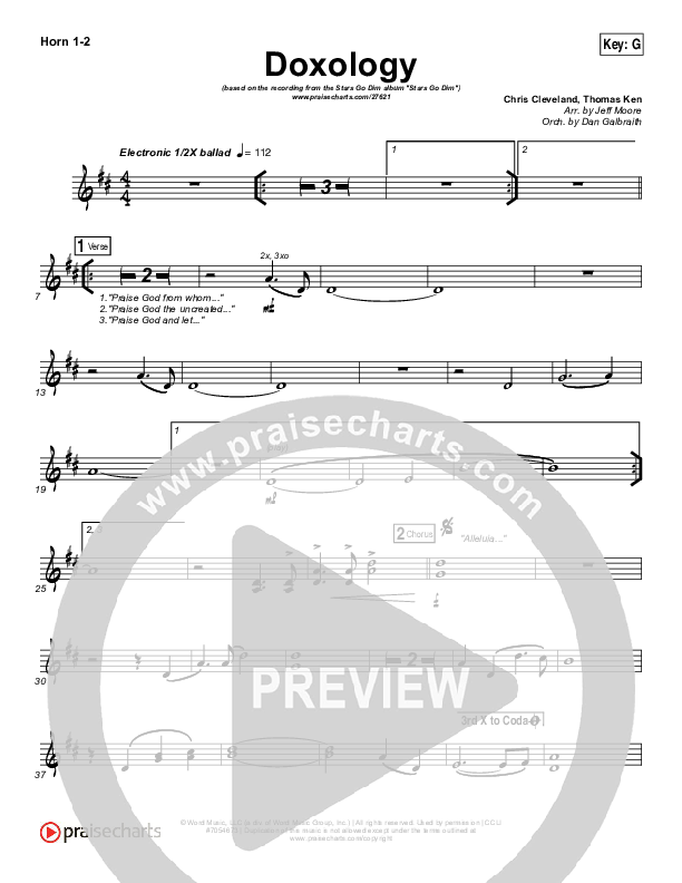 Doxology French Horn 1/2 (Stars Go Dim)