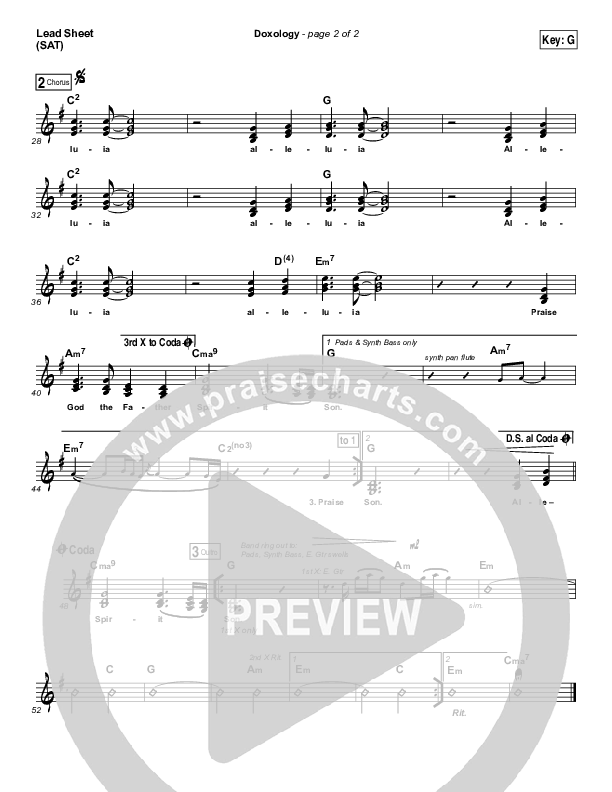 Doxology Lead Sheet (SAT) (Stars Go Dim)