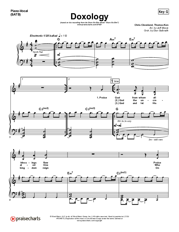 Doxology Piano/Vocal (SATB) (Stars Go Dim)
