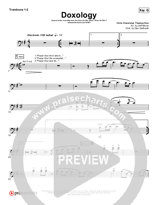 Doxology Trombone 1/2 (Stars Go Dim)