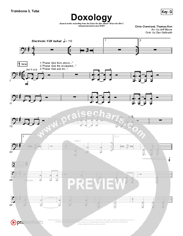 Doxology Trombone 3/Tuba (Stars Go Dim)