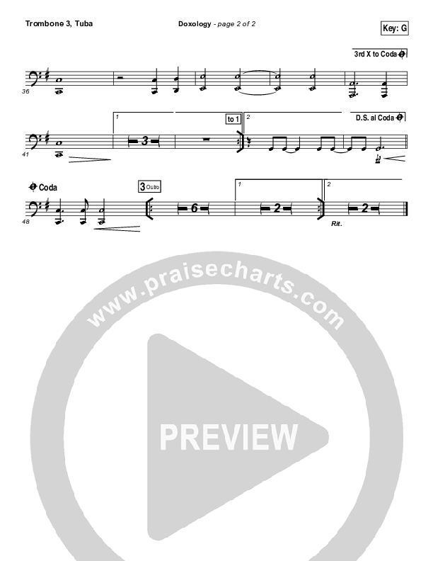 Doxology Trombone 3/Tuba (Stars Go Dim)