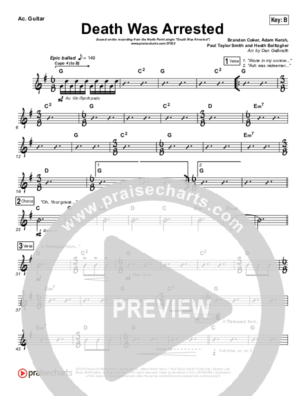 Death Was Arrested Rhythm Chart (North Point Worship)