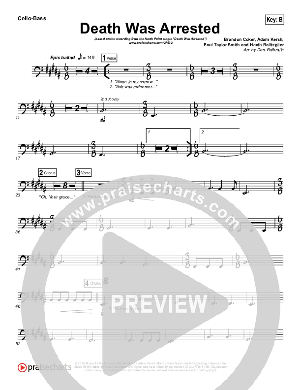 Death Was Arrested Cello/Bass (North Point Worship)