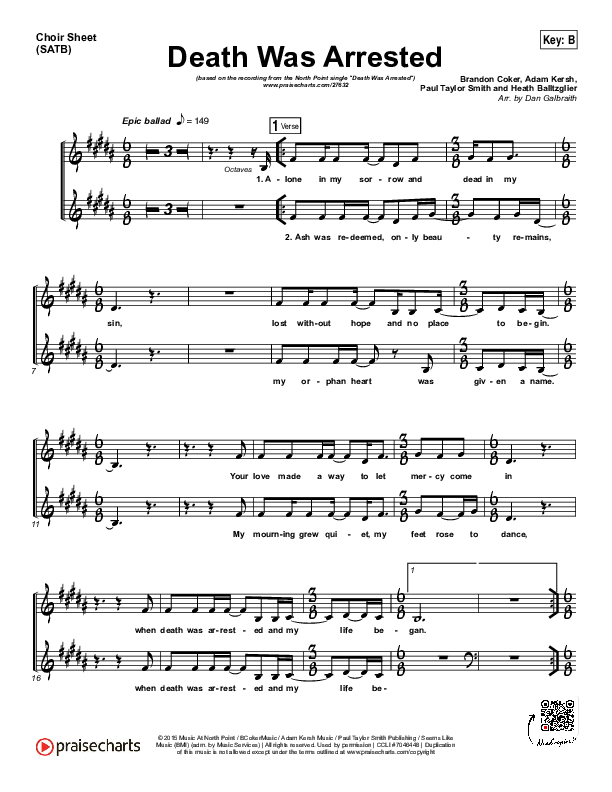 Death Was Arrested Choir Vocals (SATB) (North Point Worship)