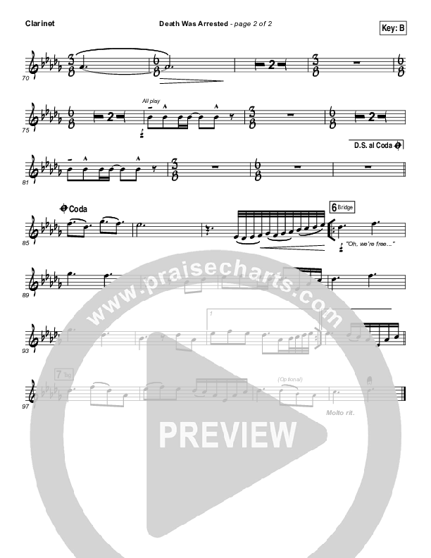 Death Was Arrested Clarinet (North Point Worship)