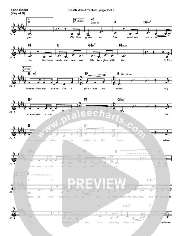 Death Was Arrested Lead Sheet (Melody) (North Point Worship)