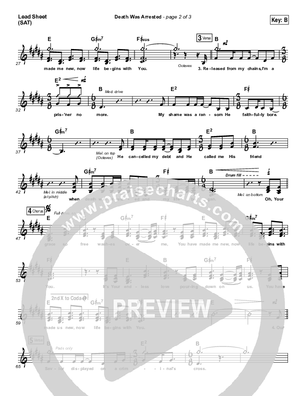 Death Was Arrested Lead Sheet (SAT) (North Point Worship)