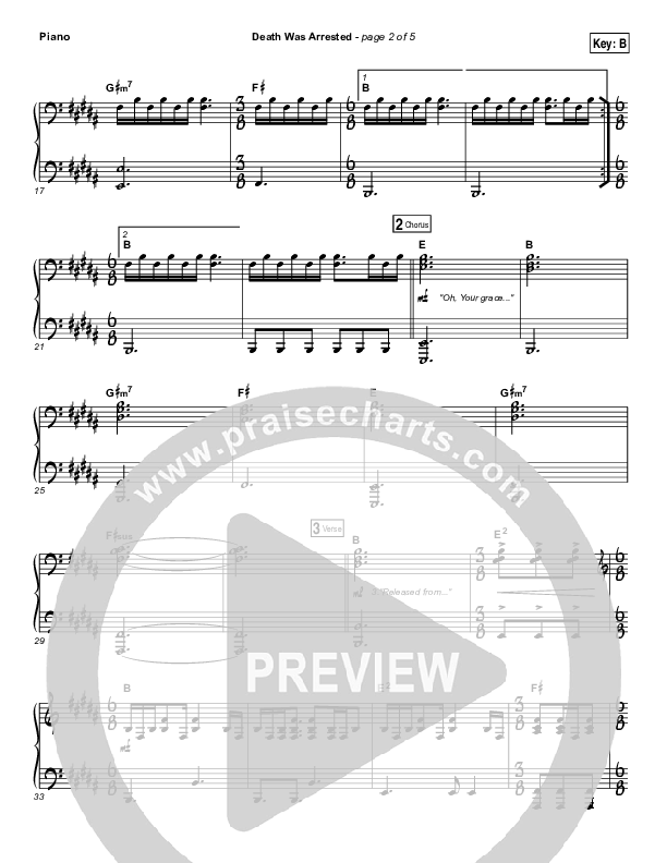 Death Was Arrested Piano Sheet (North Point Worship)