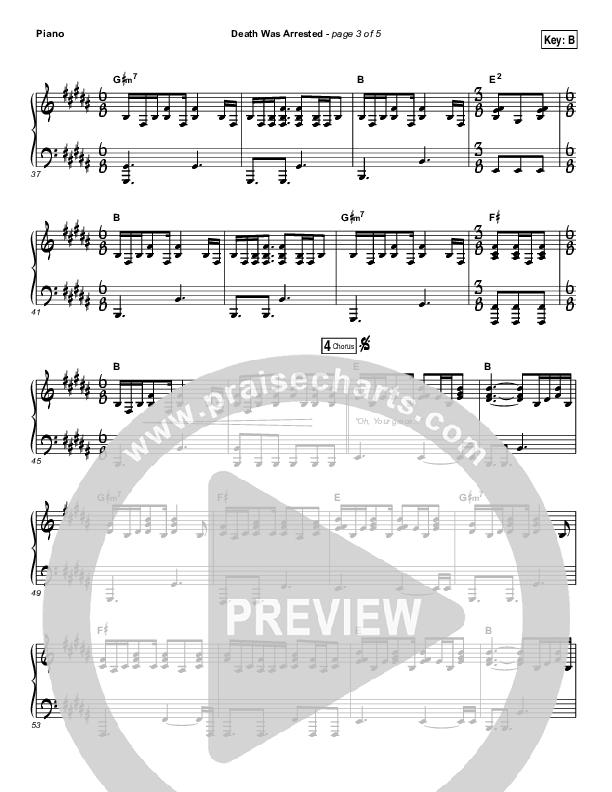 Death Was Arrested Piano Sheet (North Point Worship)