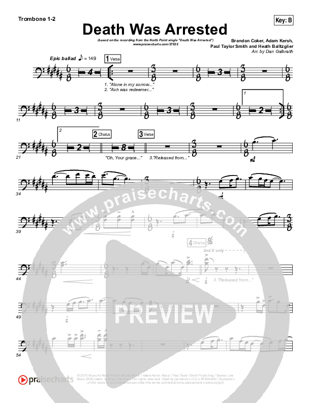 Death Was Arrested Trombone 1/2 (North Point Worship)