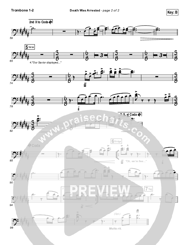 Death Was Arrested Trombone 1/2 (North Point Worship)