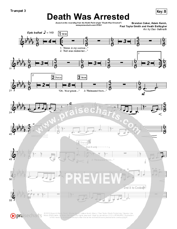 Death Was Arrested Trumpet 3 (North Point Worship)