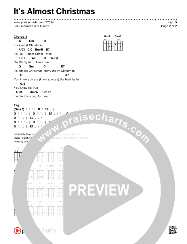 It's Almost Christmas Chords & Lyrics (Jon Guerra / Valerie Guerra)
