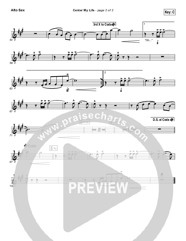 Center My Life Alto Sax (Austin Stone Worship)