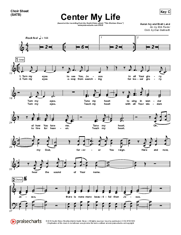 Center My Life Choir Sheet (SATB) (Austin Stone Worship)