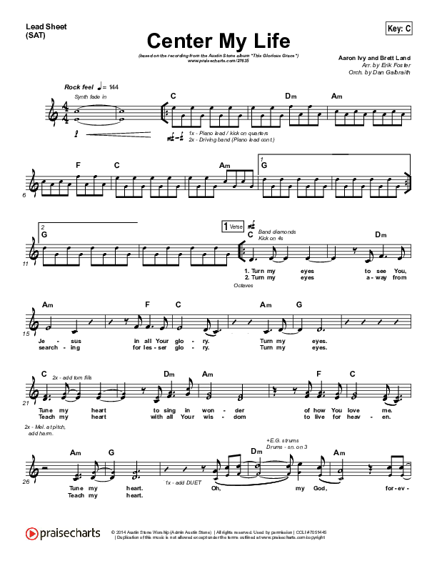 Center My Life Lead Sheet (SAT) (Austin Stone Worship)
