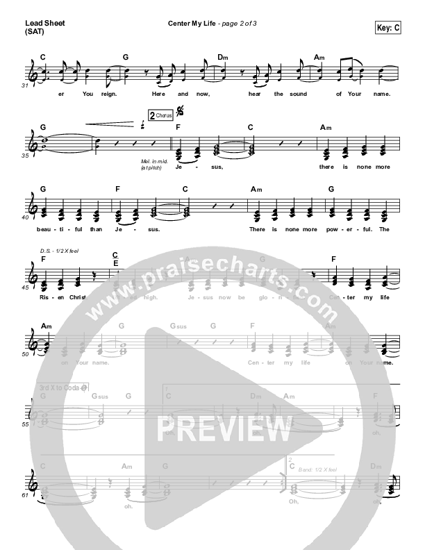 Center My Life Lead Sheet (SAT) (Austin Stone Worship)