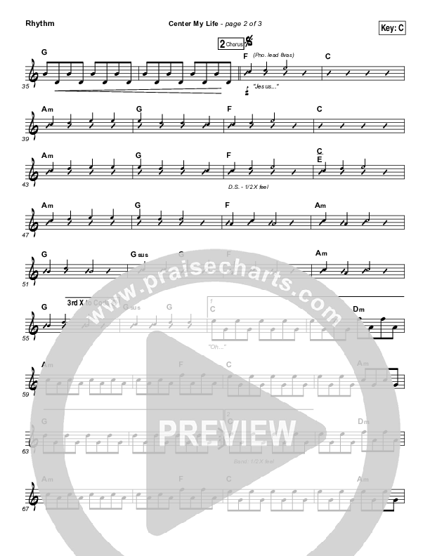 Center My Life Rhythm Chart (Austin Stone Worship)