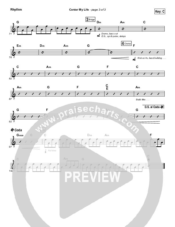Center My Life Rhythm Chart (Austin Stone Worship)
