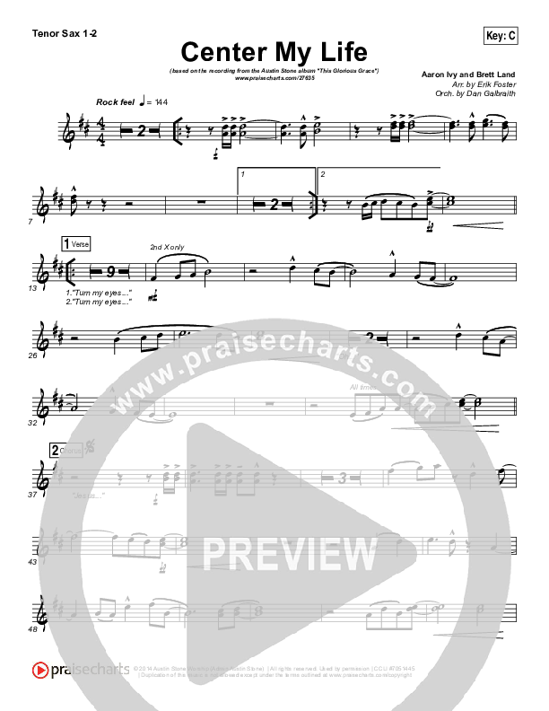 Center My Life Tenor Sax 1/2 (Austin Stone Worship)