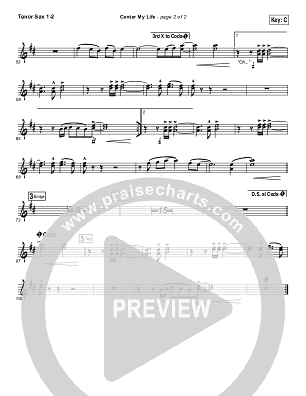 Center My Life Tenor Sax 1/2 (Austin Stone Worship)