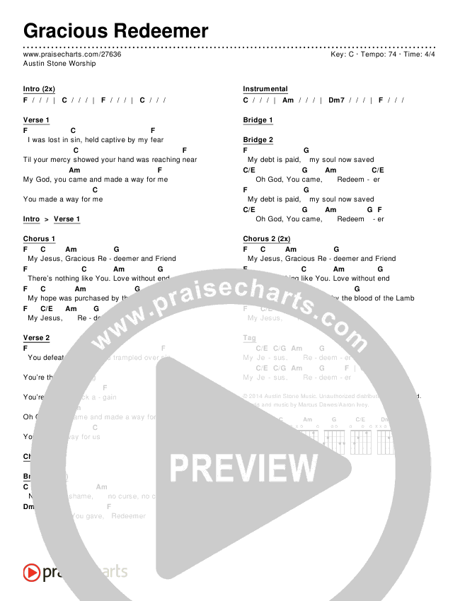 Gracious Redeemer Chords & Lyrics (Austin Stone Worship)