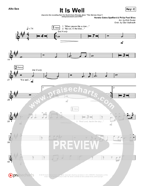 It Is Well Alto Sax (Austin Stone Worship)