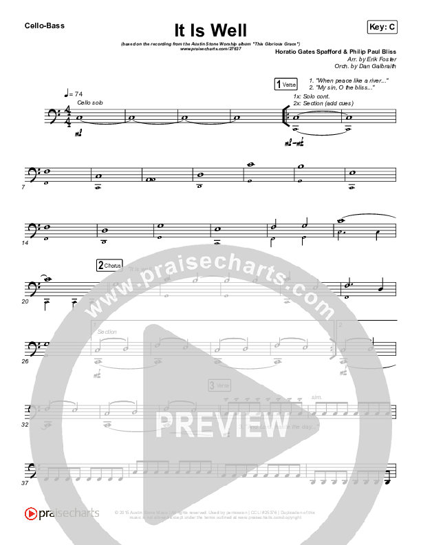 It Is Well Cello/Bass (Austin Stone Worship)