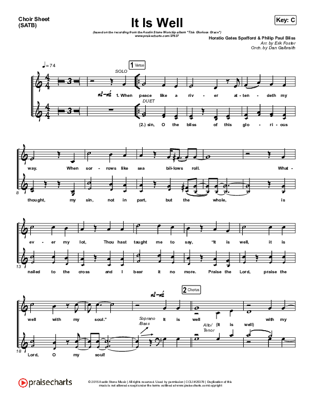 It Is Well Choir Sheet (SATB) (Austin Stone Worship)