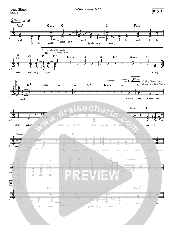 It Is Well Lead Sheet (SAT) (Austin Stone Worship)
