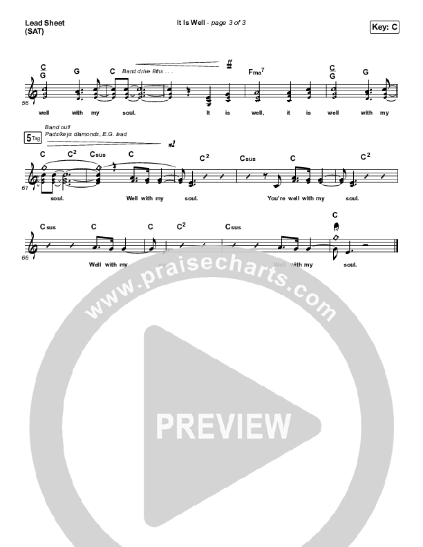 It Is Well Lead Sheet (SAT) (Austin Stone Worship)