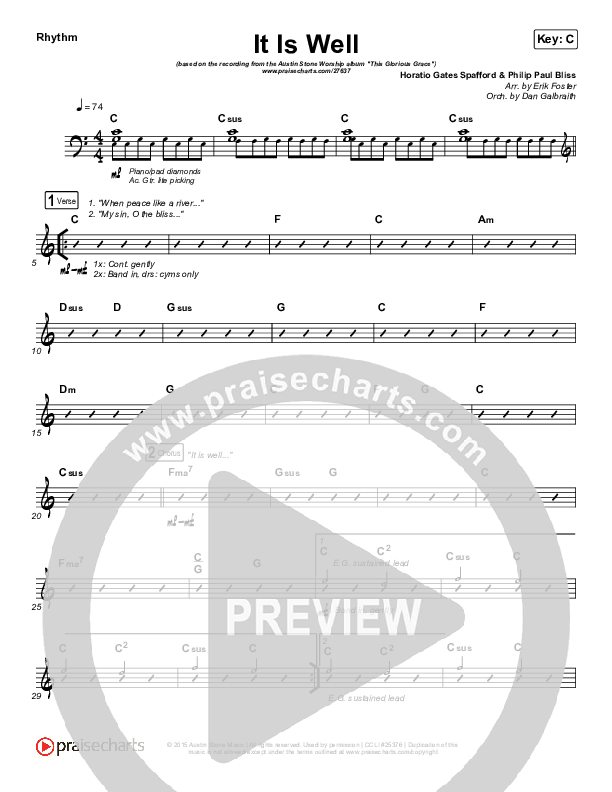 It Is Well Rhythm Chart (Austin Stone Worship)
