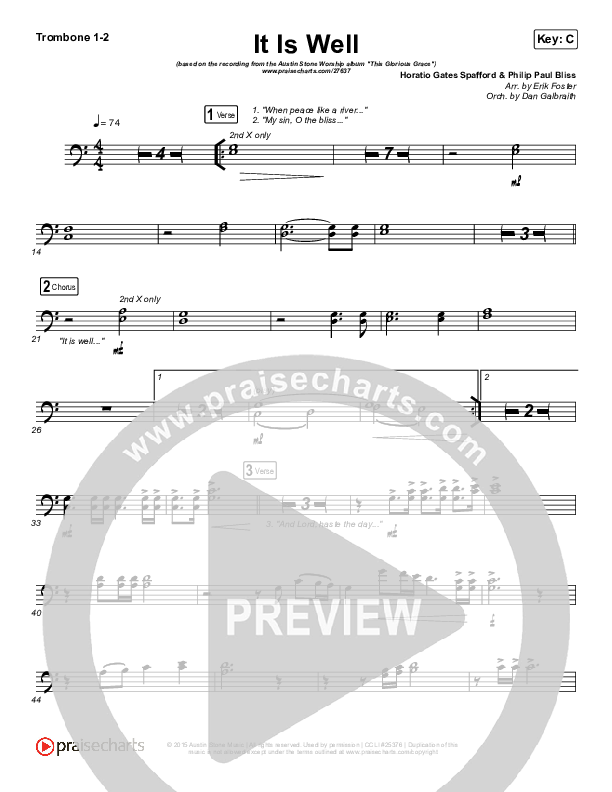 It Is Well Trombone 1/2 (Austin Stone Worship)