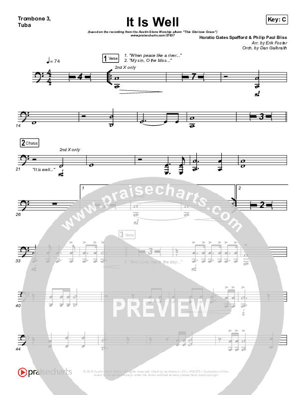 It Is Well Trombone 3/Tuba (Austin Stone Worship)