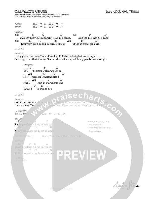 Calvary's Cross Chords & Lyrics (Austin Stone Worship)