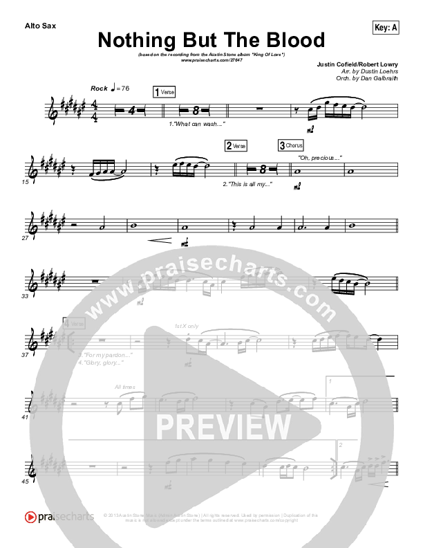 Nothing But The Blood Alto Sax (Austin Stone Worship)