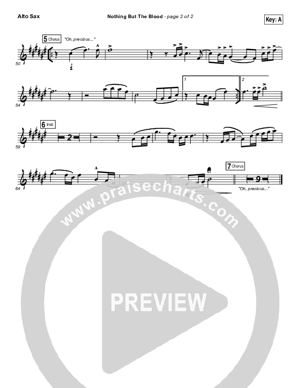 Nothing But The Blood Alto Sax (Austin Stone Worship)