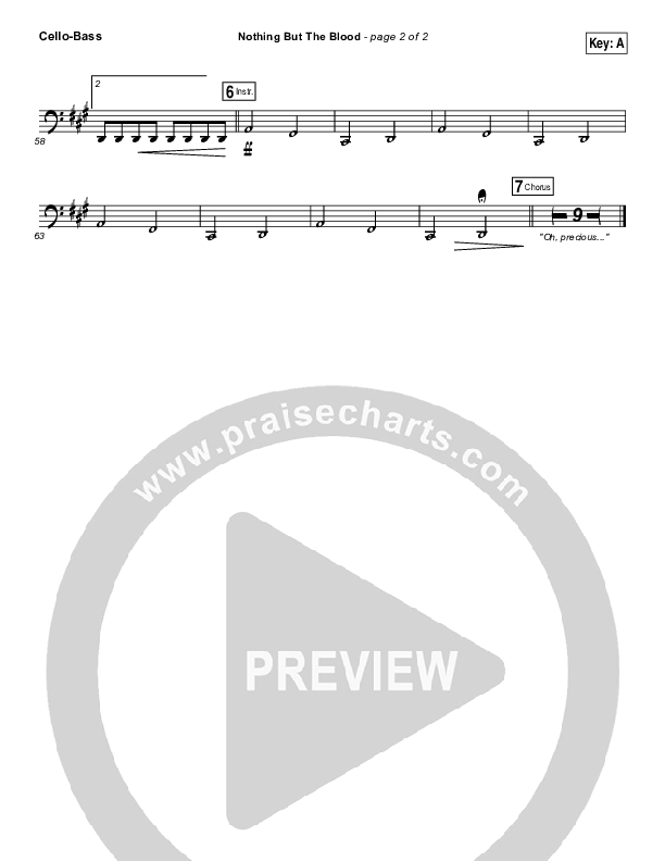 Nothing But The Blood Cello/Bass (Austin Stone Worship)