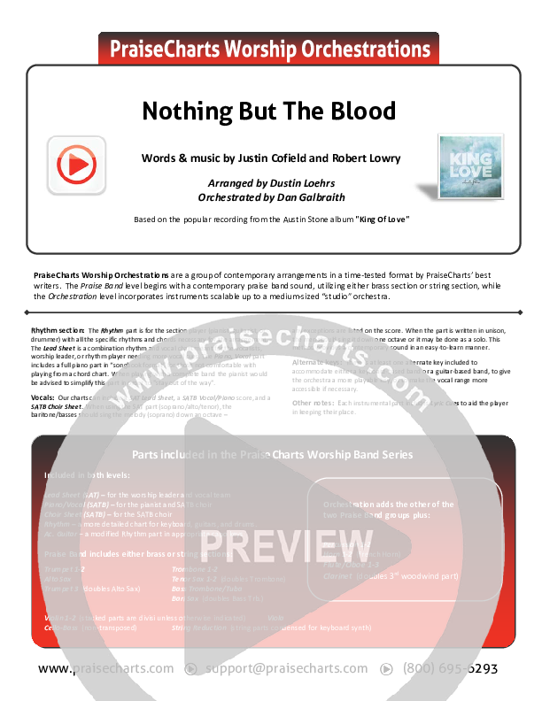 Nothing But The Blood Cover Sheet (Austin Stone Worship)