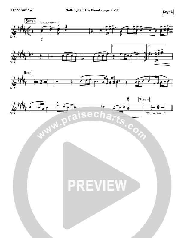 Nothing But The Blood Tenor Sax 1/2 (Austin Stone Worship)
