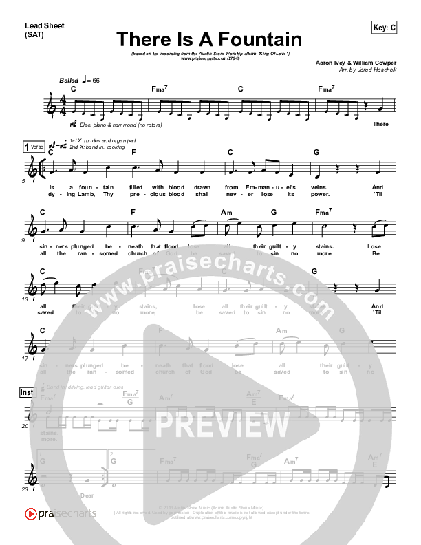 There Is A Fountain Sheet Music PDF (Austin Stone Worship) PraiseCharts