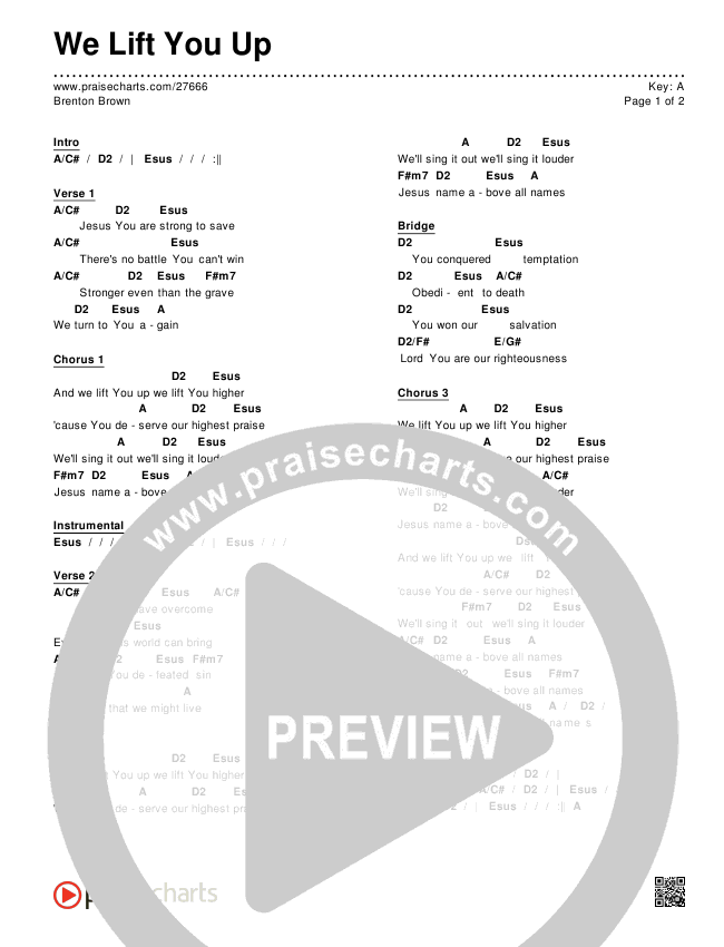 We Lift You Up Chords & Lyrics (Brenton Brown)