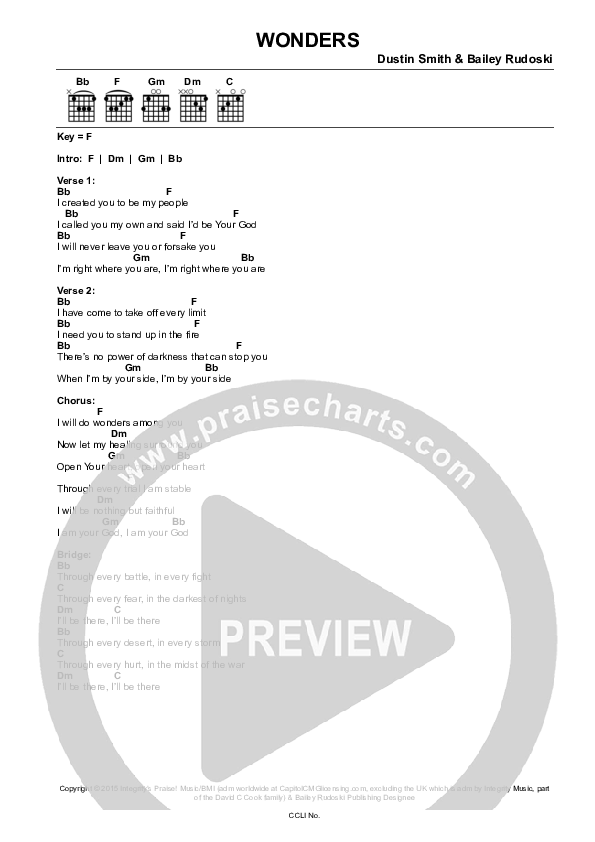 Wonders Chords & Lyrics (Dustin Smith)