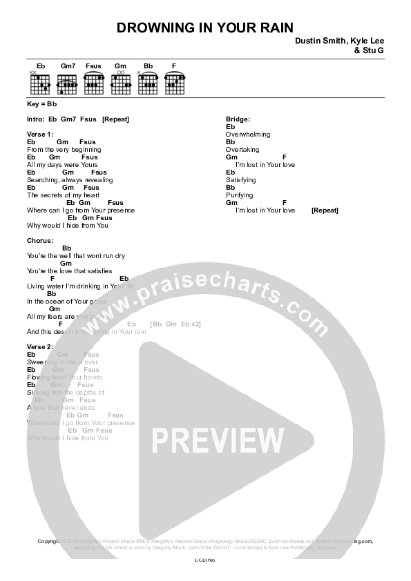 Drowning In Your Rain Chords & Lyrics (Dustin Smith)